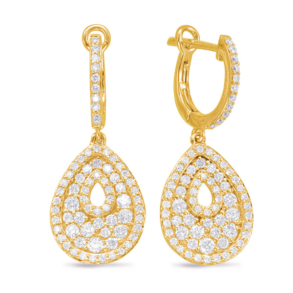 Yellow Gold Diamond Hoop Earring - E7915YG