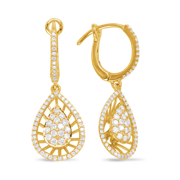 Yellow Gold Diamond Hoop Earring - E7916YG