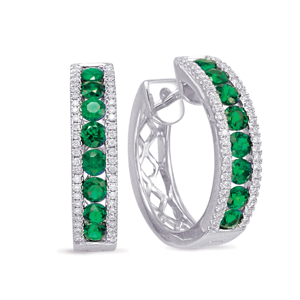 White Gold Emerald & Diamond Earring - E7920-EWG