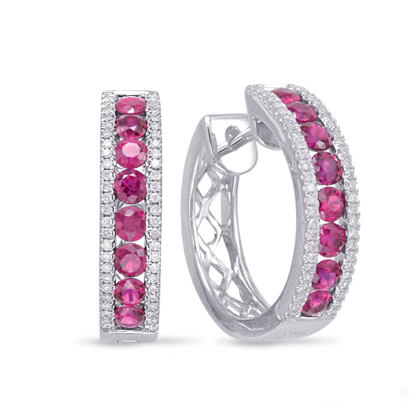 White Gold Ruby & Diamond Earring - E7920-RWG