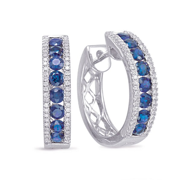 White Gold Sapphire & Diamond Earring - E7920-SWG