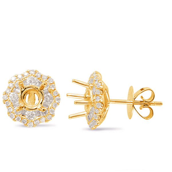 Yellow Gold Halo Diamond Earring - E7921-1YG