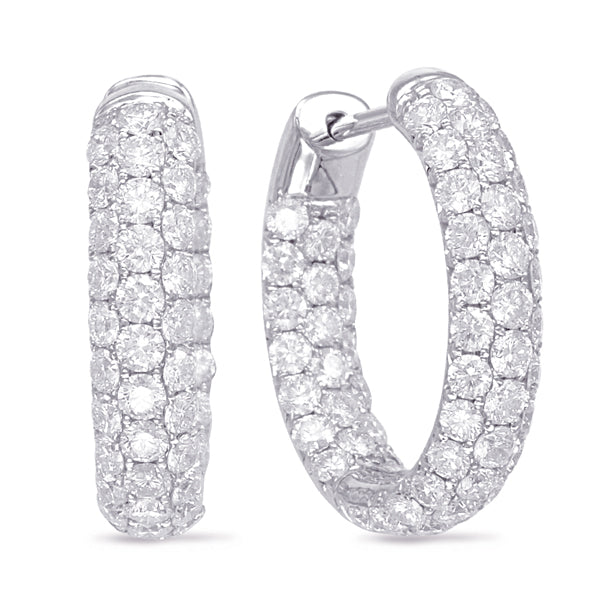 White Gold Diamond Hoop Earring - E7925WG