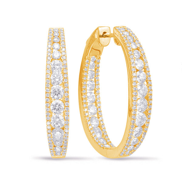 Yellow Gold Diamond Hoop Earring - E7927YG