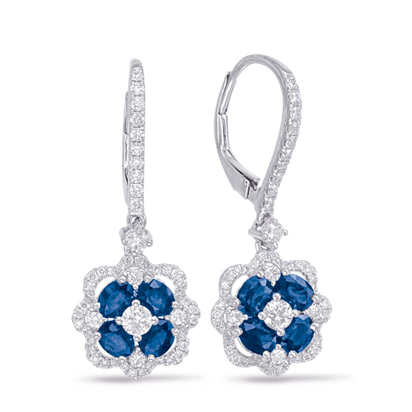 White Gold Sapphire & Diamond Earring - E7929-SWG
