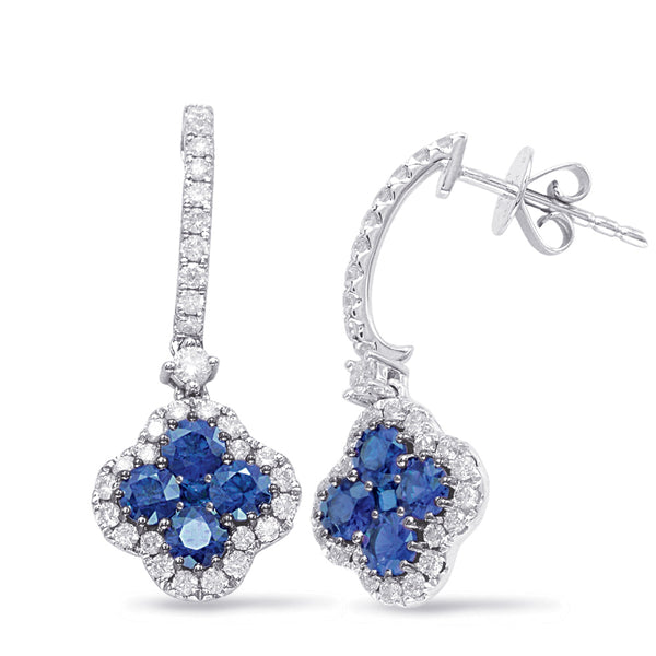 White Gold Sapphire & Diamond Earring - E7930-SWG