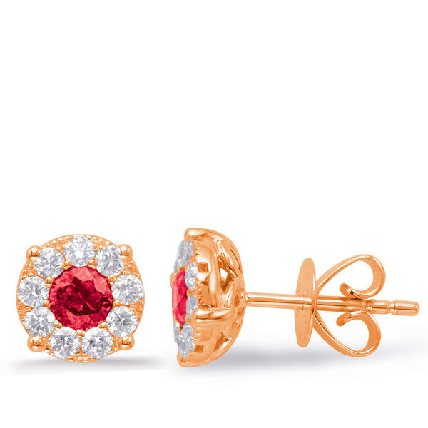 Rose Gold Ruby & Diamond Earring - E7932-RRG