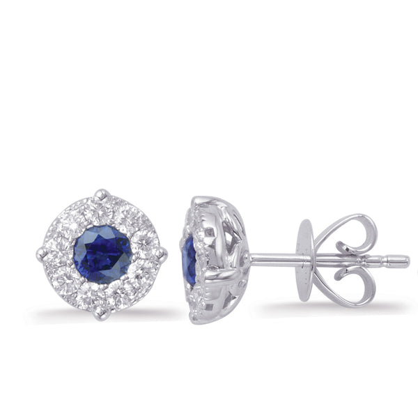 White Gold Sapphire & Diamond Earring - E7932-SWG