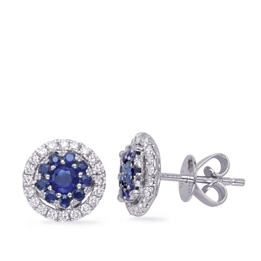 White Gold Sapphire & Diamond Earring - E7935-1SWG