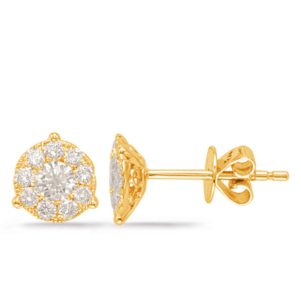 Yellow Gold Diamond Stud Earring - E7936YG