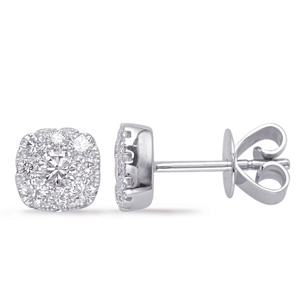 White Gold Diamond Stud Earring - E7937-6.7MWG