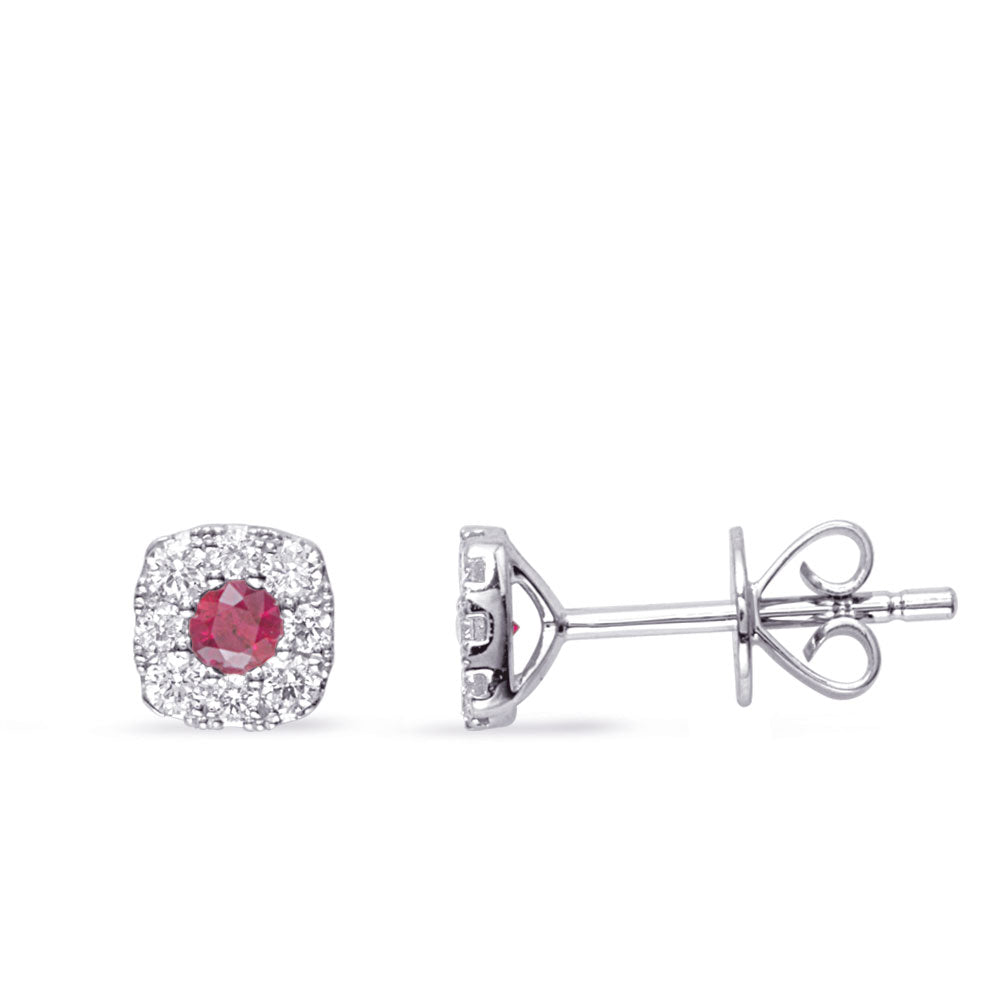 White Gold Diamond & Ruby  Earring - E7937-R5.7MWG