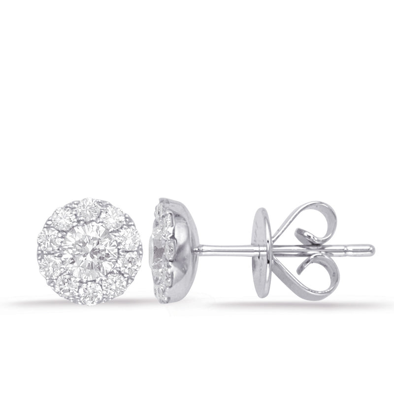 White Gold Diamond Stud Earring - E7938-6.5MWG