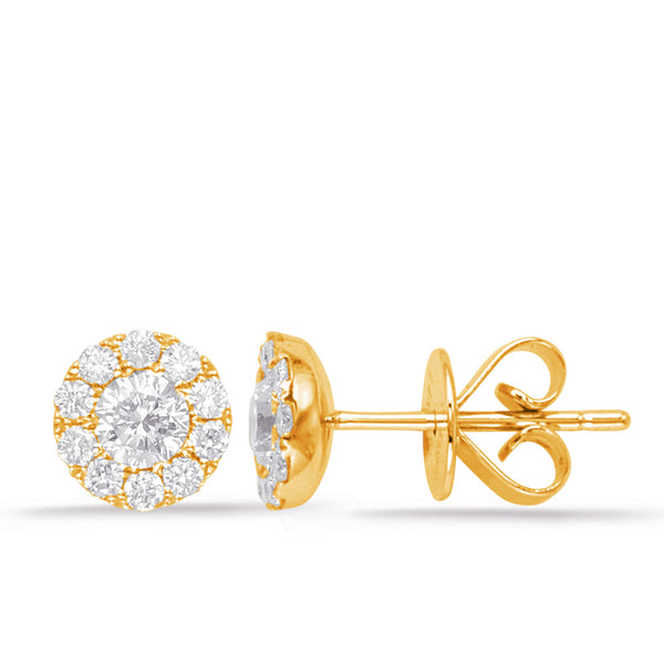 Yellow Gold Diamond Stud Earring - E7938-6.5MYG