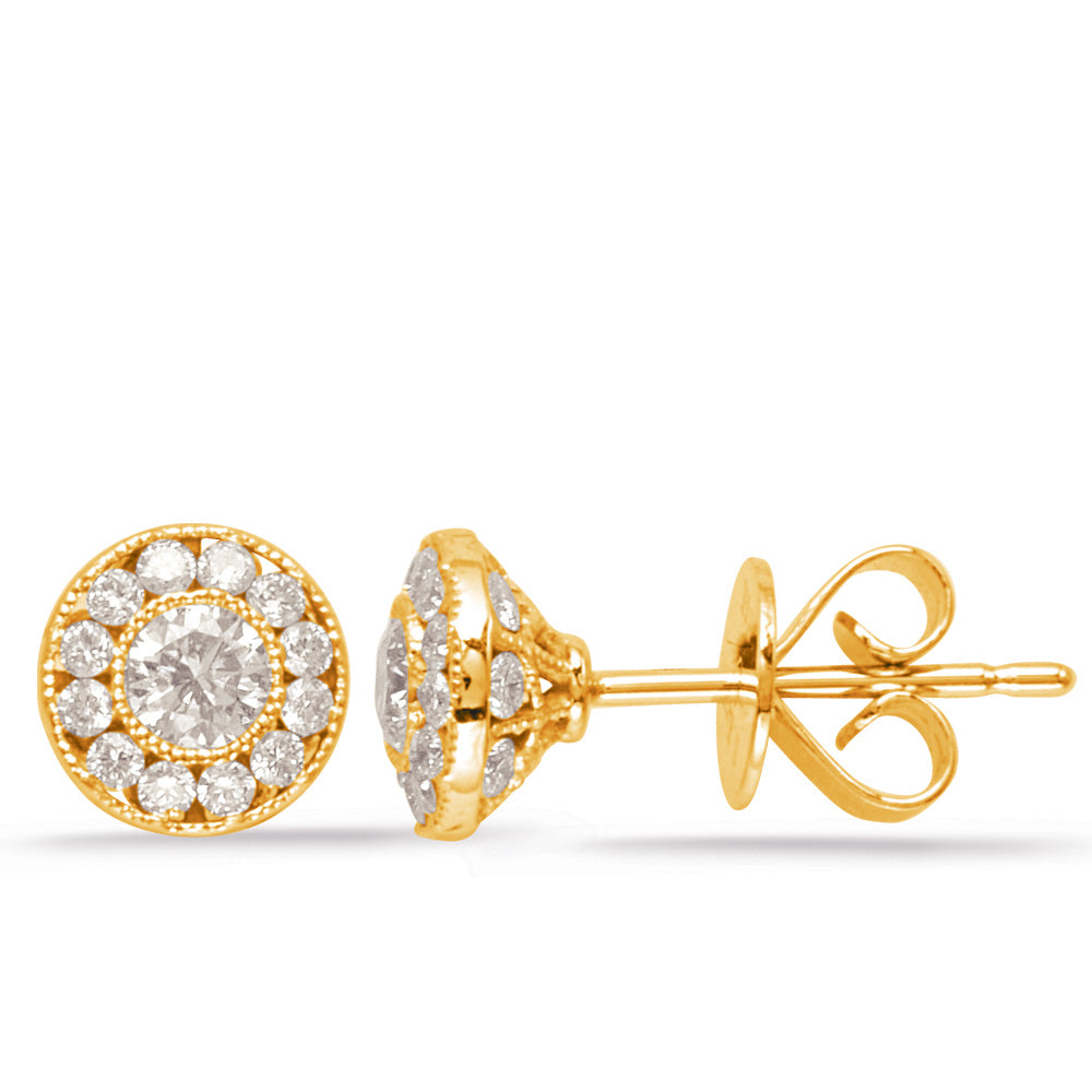 Yellow Gold Diamond Stud Earring - E7939YG