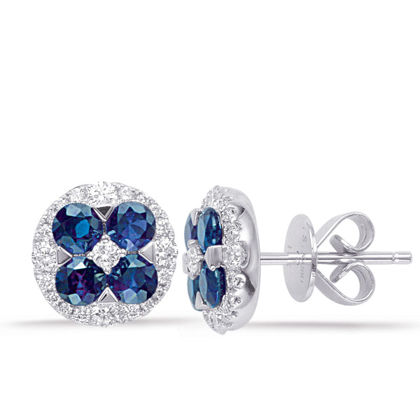 White Gold Sapphire & Diamond Earring - E7940-SWG