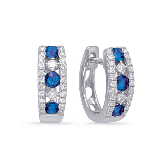 White Gold Sapphire & Diamond Earring - E7952-SWG