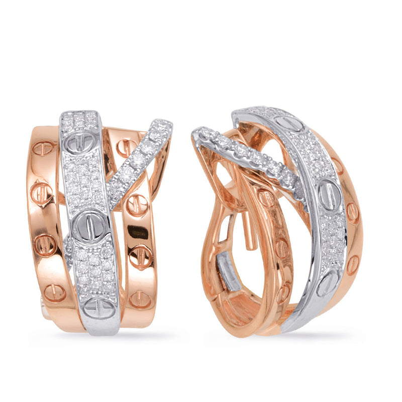 Rose & White Gold Diamond Earring - E7953RW