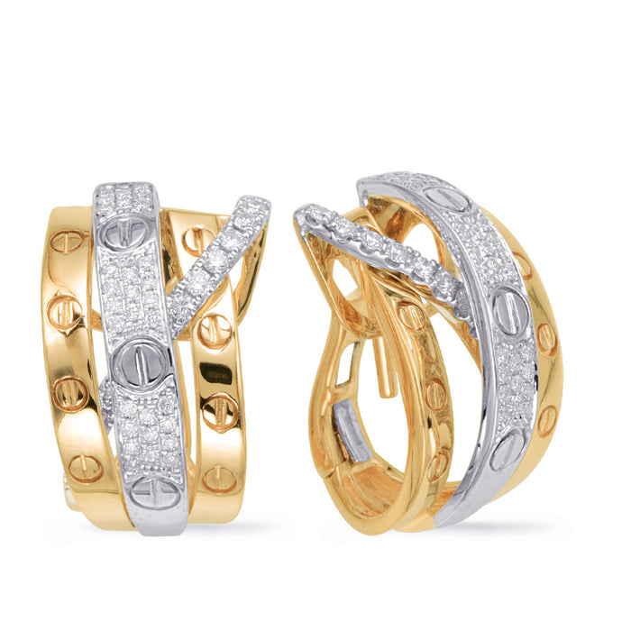 Yellow & White Gold Diamond Earring - E7953YW