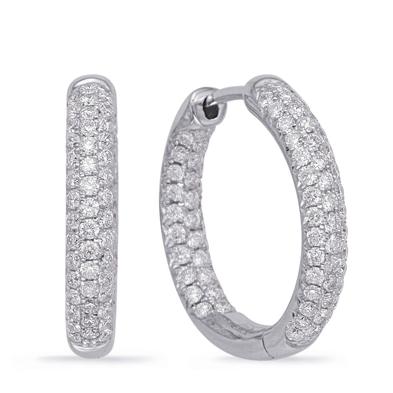 White Gold Hoop Earring Pave - E7962WG