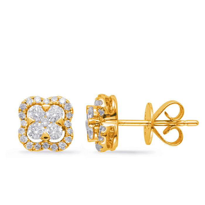 Yellow Gold Diamond Stud Earring - E7963YG