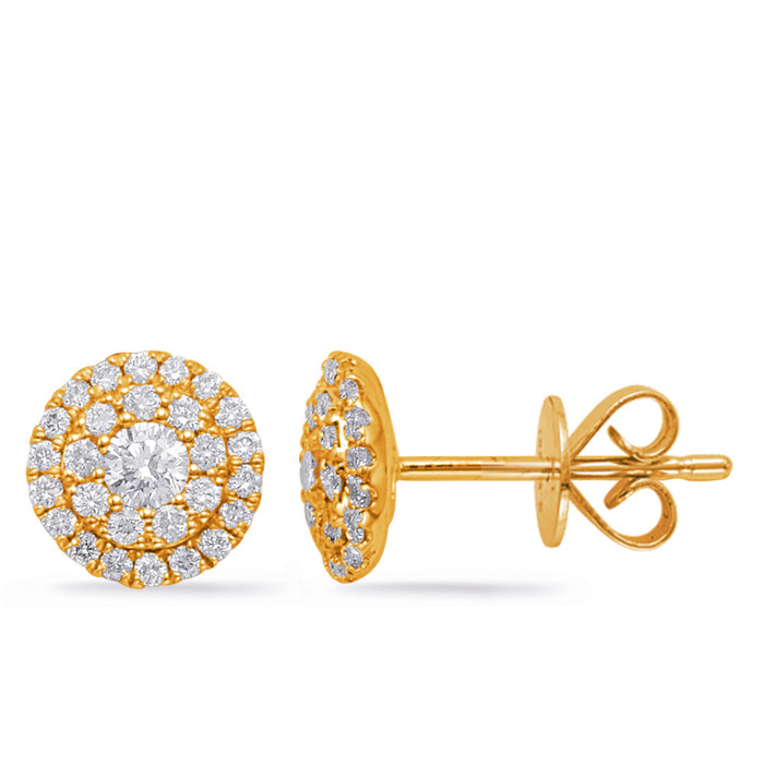 Yellow Gold Diamond Stud Earring - E7965YG