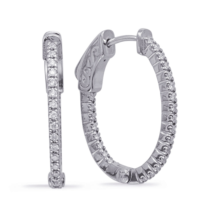 0.90 Inch Oval Securehinge Hoop Earring - E7982WG