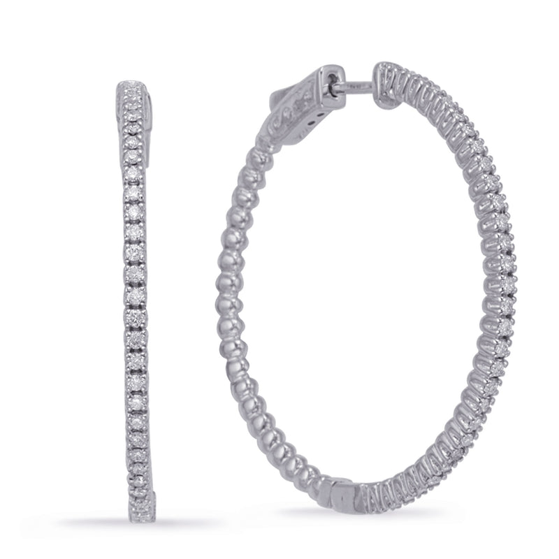 White Gold 1.45 Inch Securehinge Hoop - E7989WG