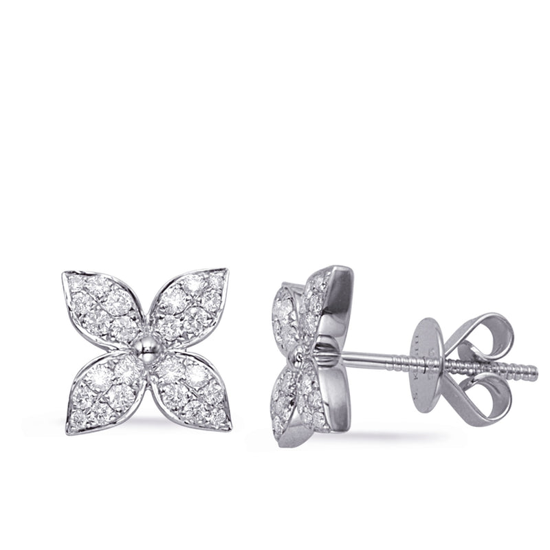 White Gold Diamond Stud Earring - E7998WG