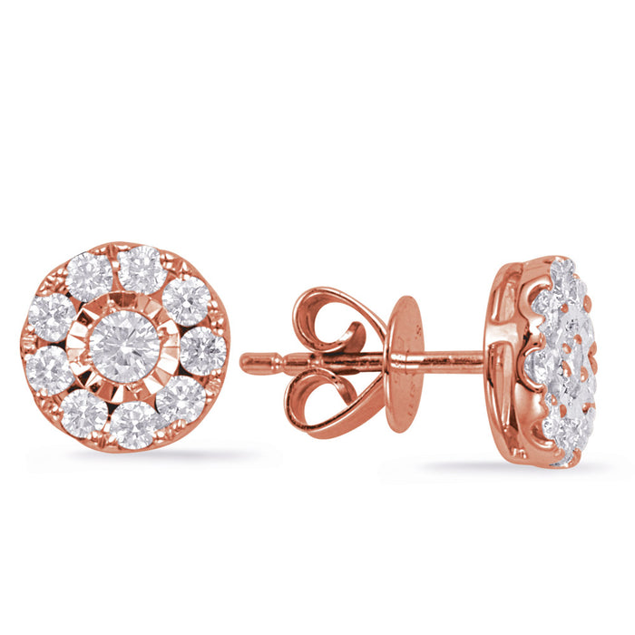 Rose Gold Diamond Stud Earring - E8000RG