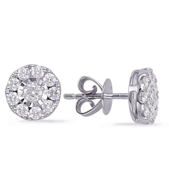 White Gold Diamond Stud Earring - E8000WG