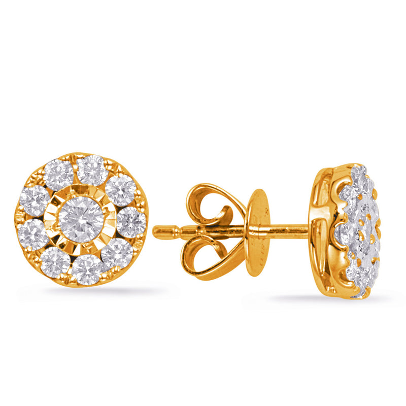 Yellow Gold Diamond Stud Earring - E8000YG