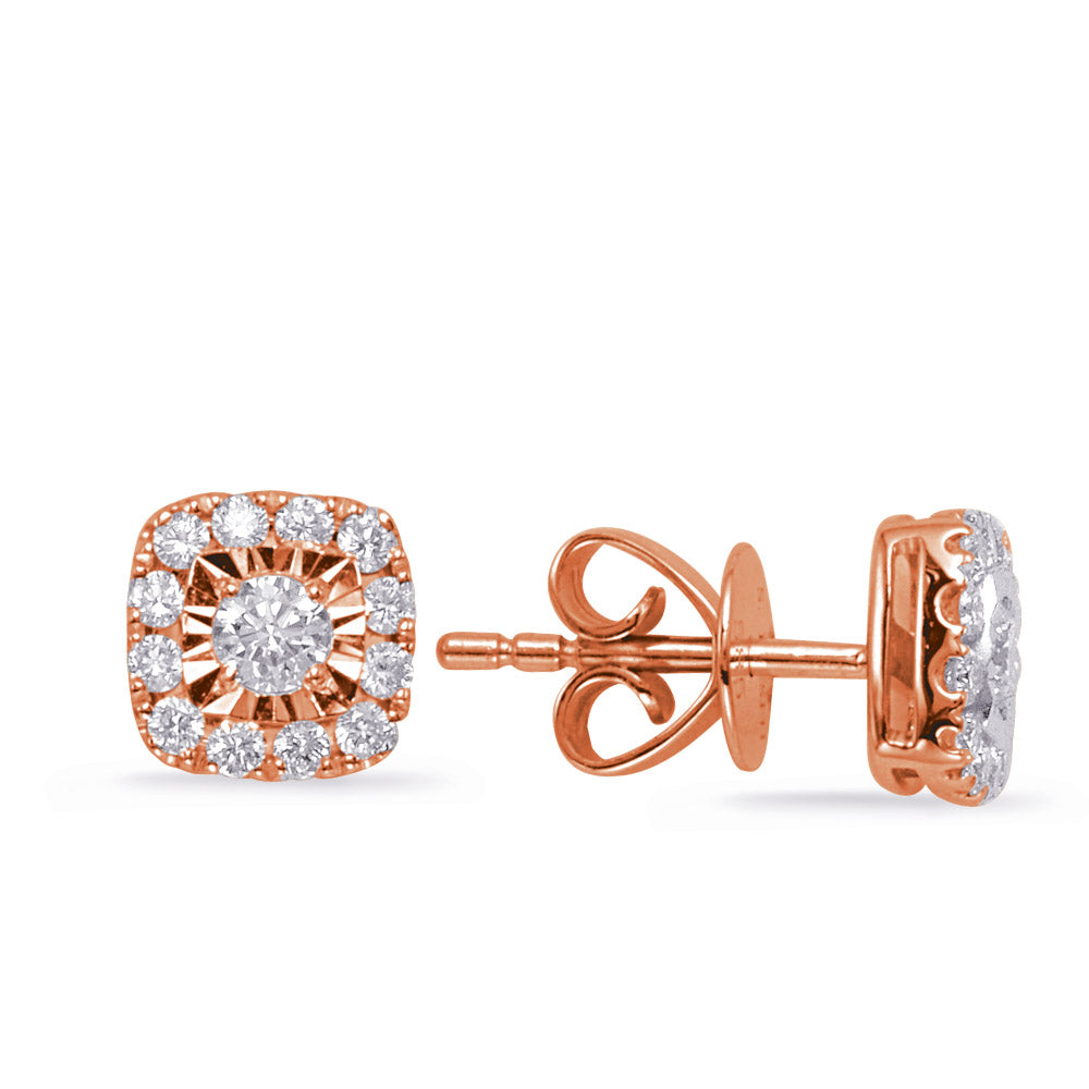 Rose Gold Diamond Stud Earring - E8001RG