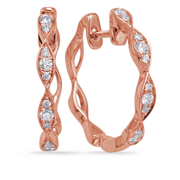 Rose Gold Diamond Hoop Earring - E8004RG