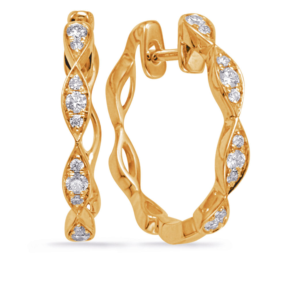 Yellow Gold Diamond Hoop Earring - E8004YG
