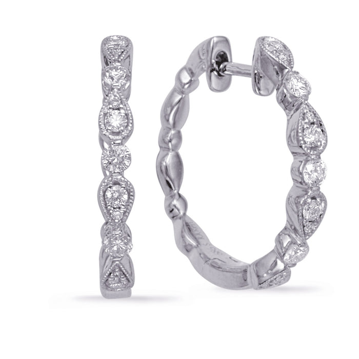 Platinum Diamond Hoop Earring - E8005-PL