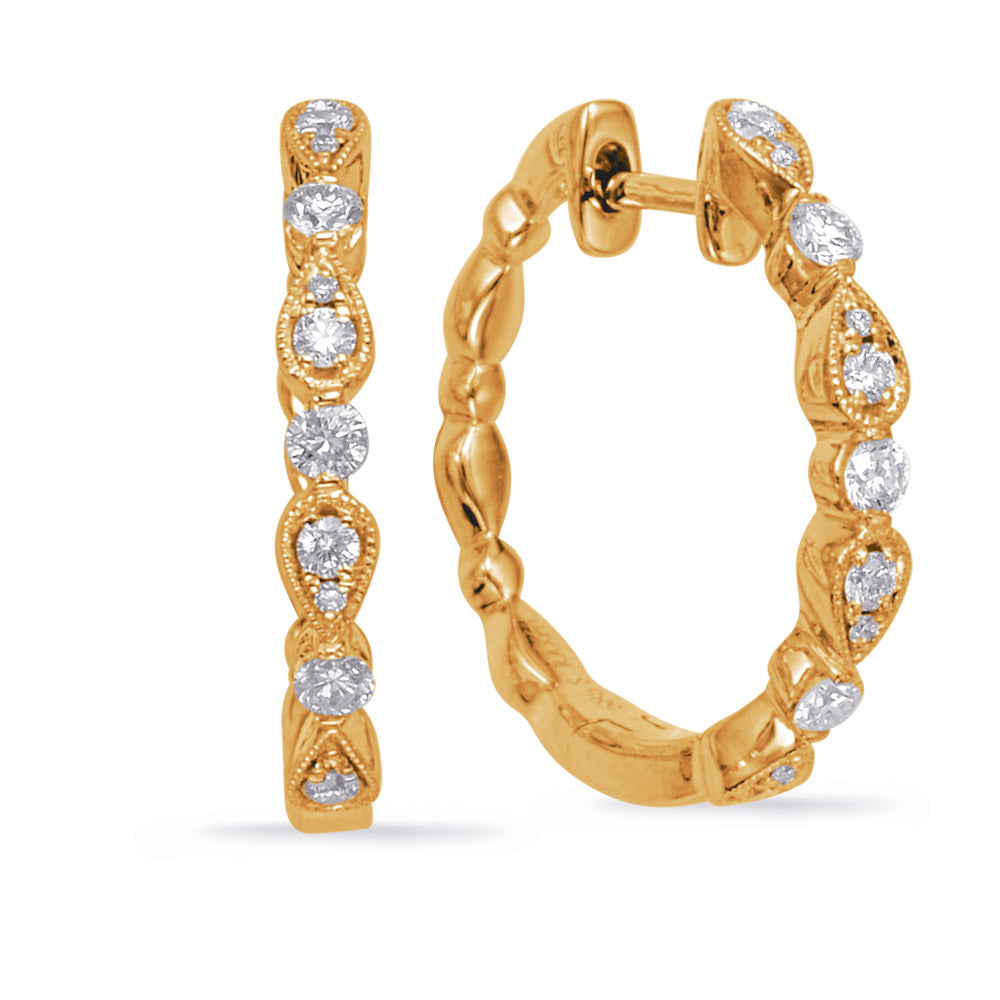 Yellow Gold Diamond Hoop Earring - E8005YG