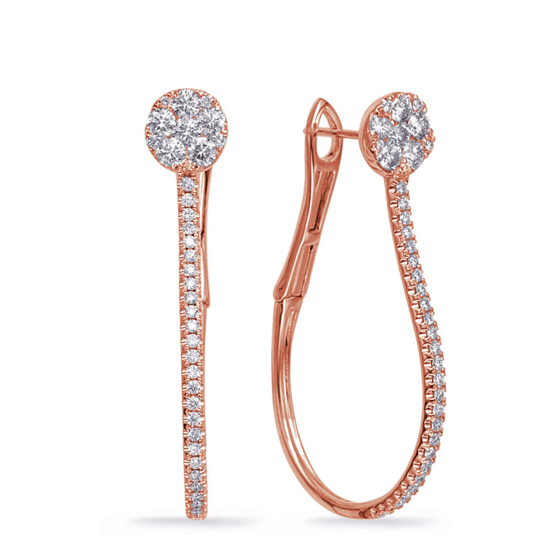 Rose Gold Diamond Hoop Earring - E8007RG