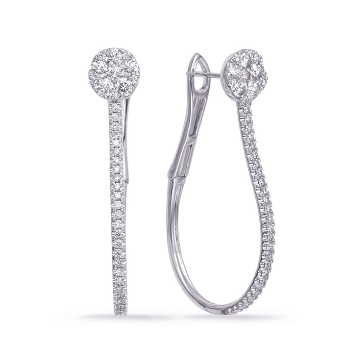 White Gold Diamond Hoop Earring - E8007WG