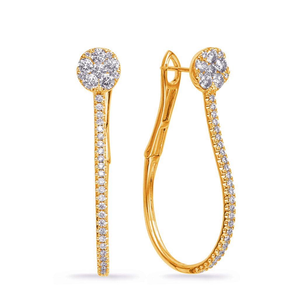 Yellow Gold Diamond Hoop Earring - E8007YG