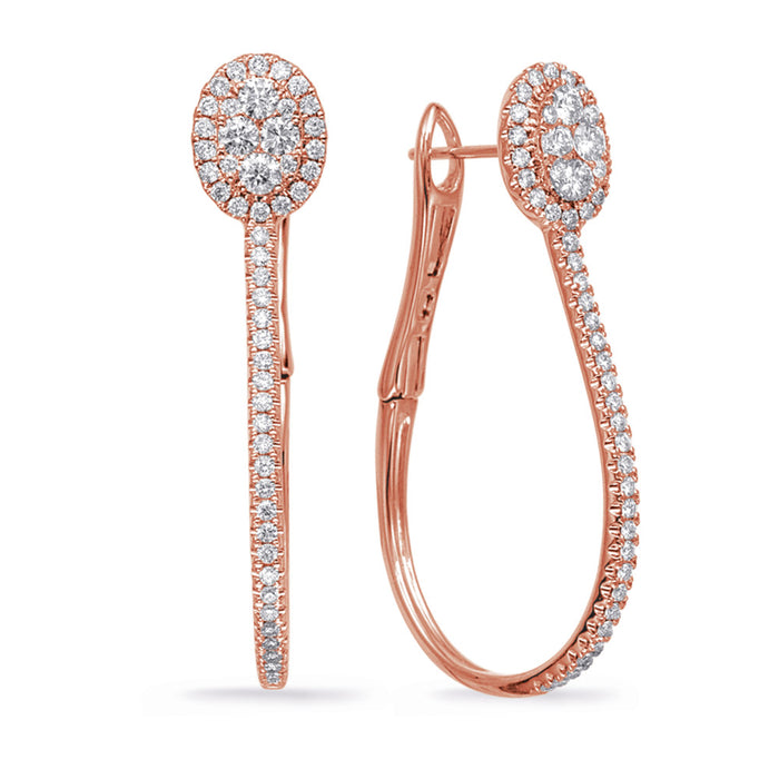 Rose Gold Diamond Hoop Earring - E8008RG