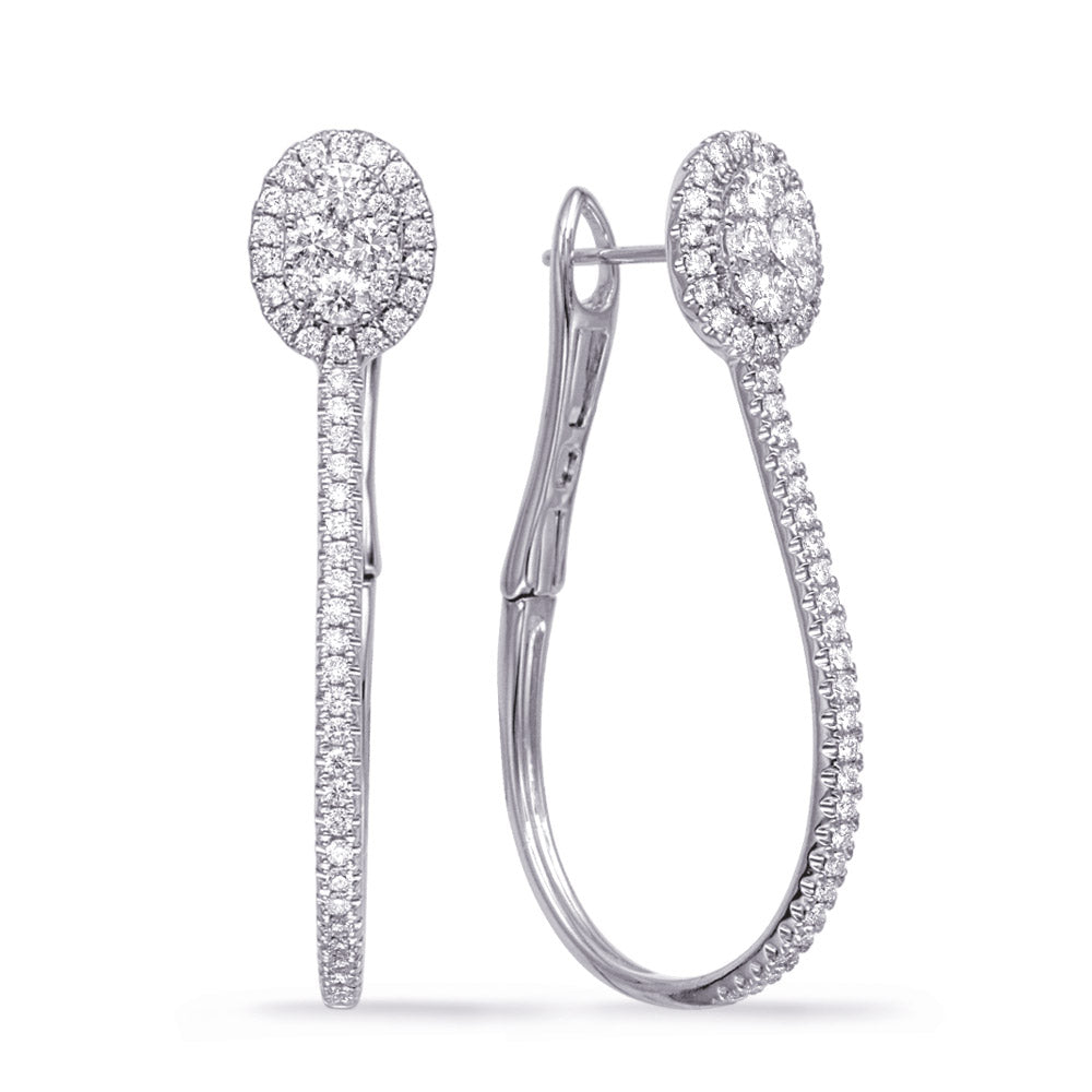 White Gold Diamond Hoop Earring - E8008WG