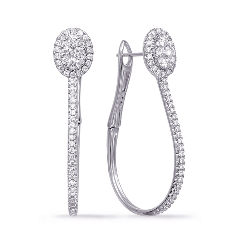 White Gold Diamond Hoop Earring - E8008WG