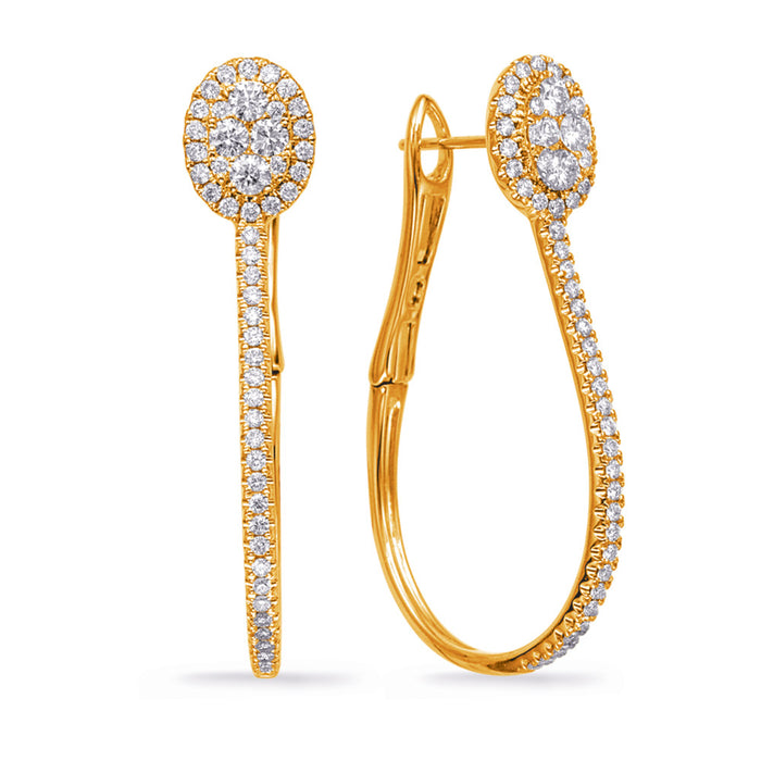 Yellow Gold Diamond Hoop Earring - E8008YG