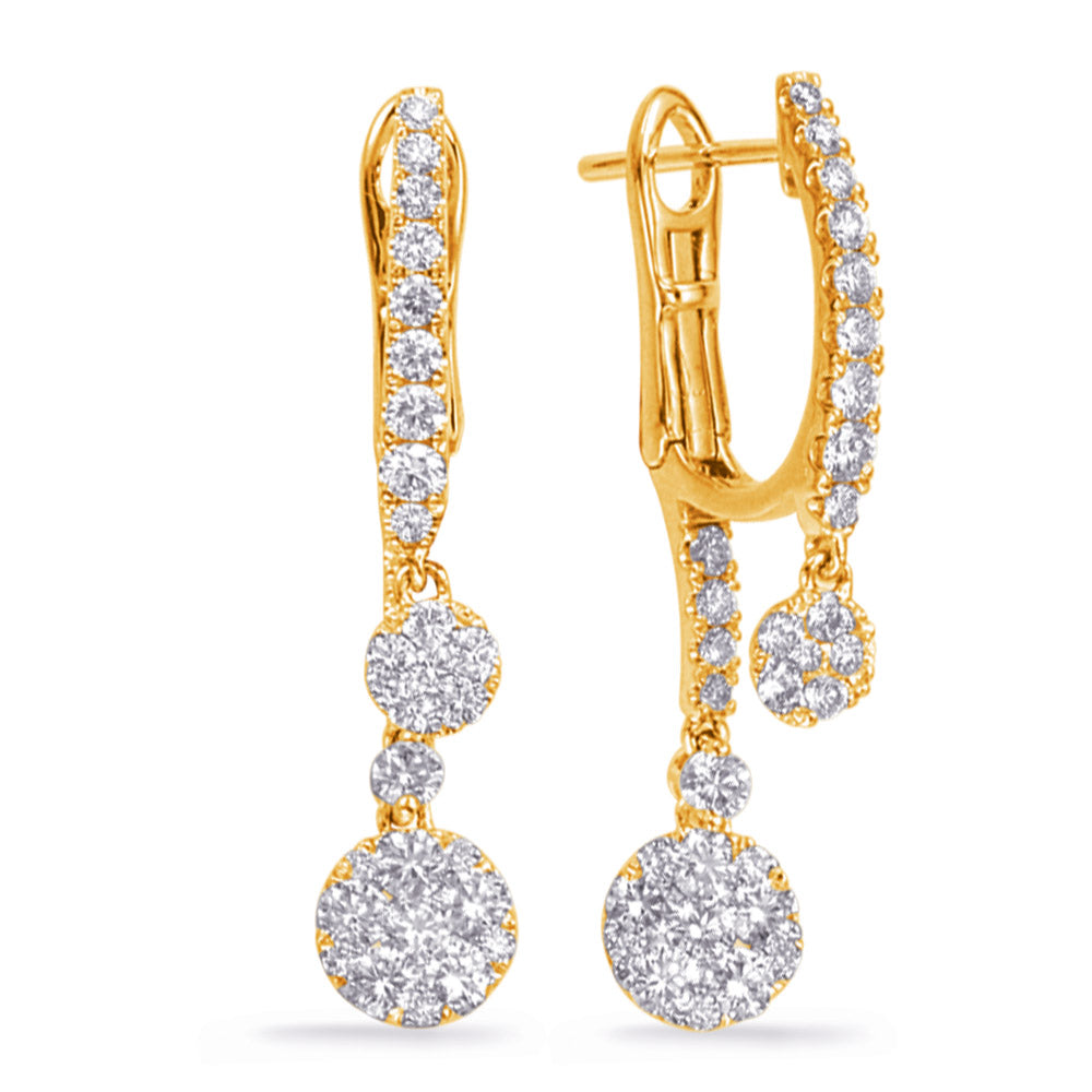 Yellow Gold Diamond Hoop Earring - E8009YG