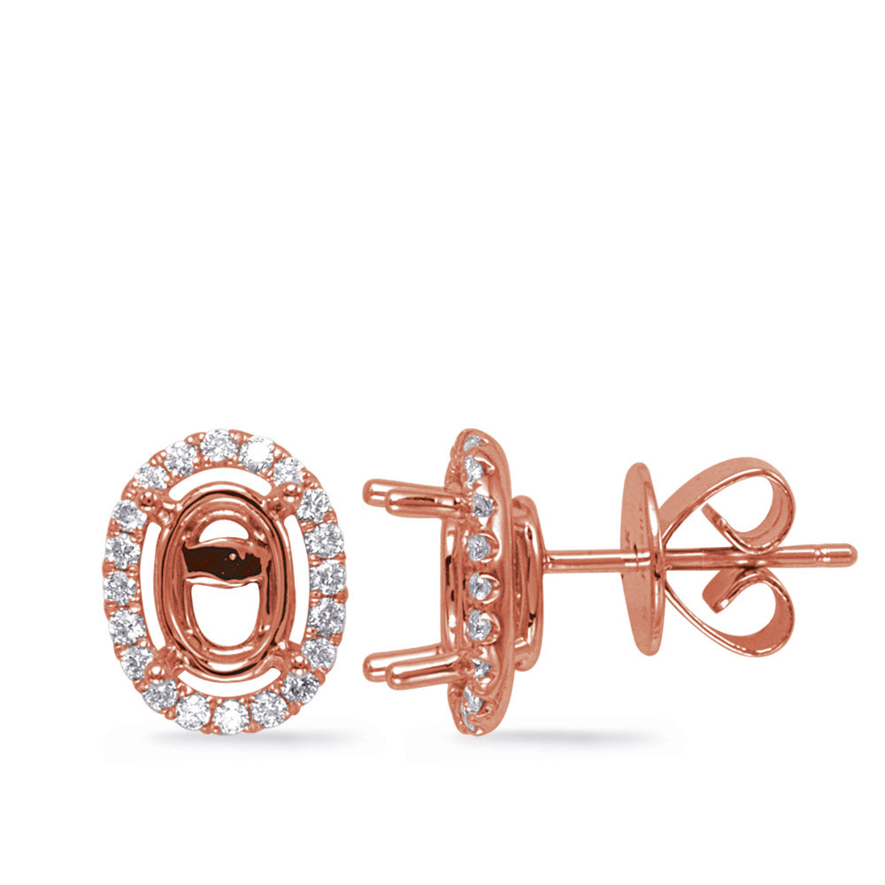 Rose Gold Diamond Stud Earring - E8015-6X4MOVRG