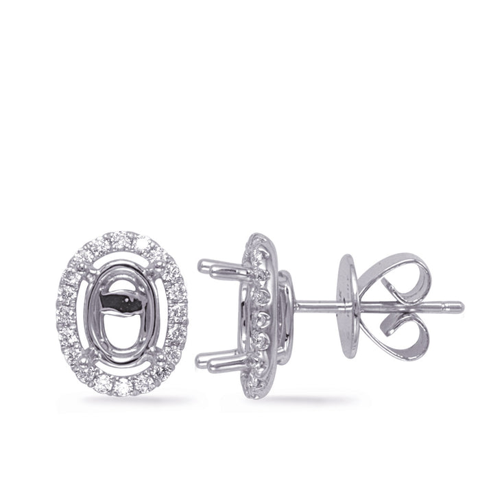 White Gold Diamond Stud Earring - E8015-6X4MOVWG