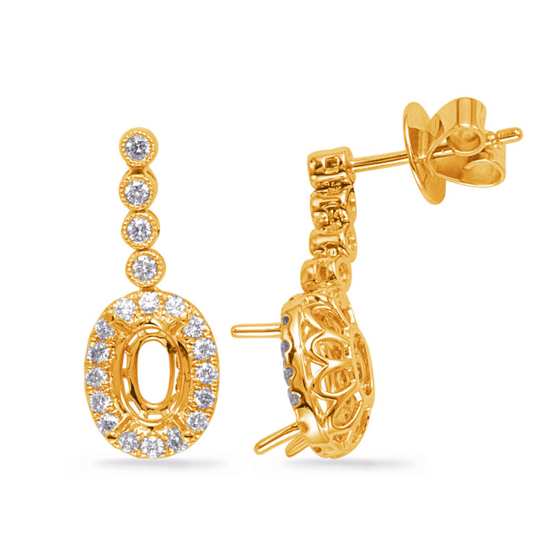 Yellow Gold Diamond Earring - E8016-5X3MOVYG