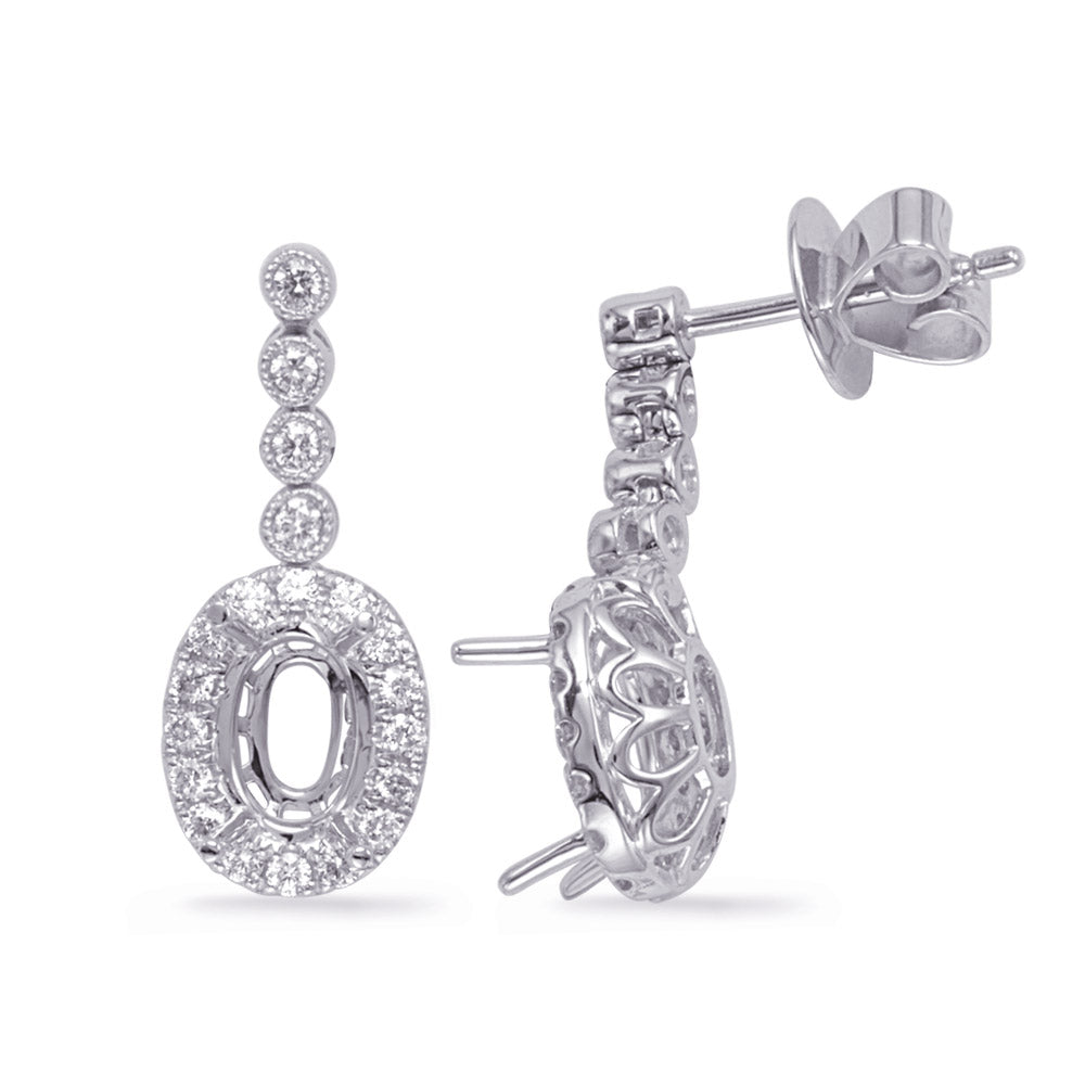 White Gold Diamond Earring - E8016-8X6MOVWG