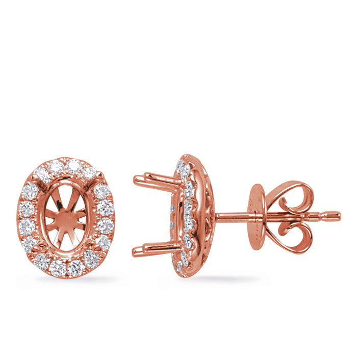 Rose Gold Diamond Stud Earring - E8017-6X4MOVRG